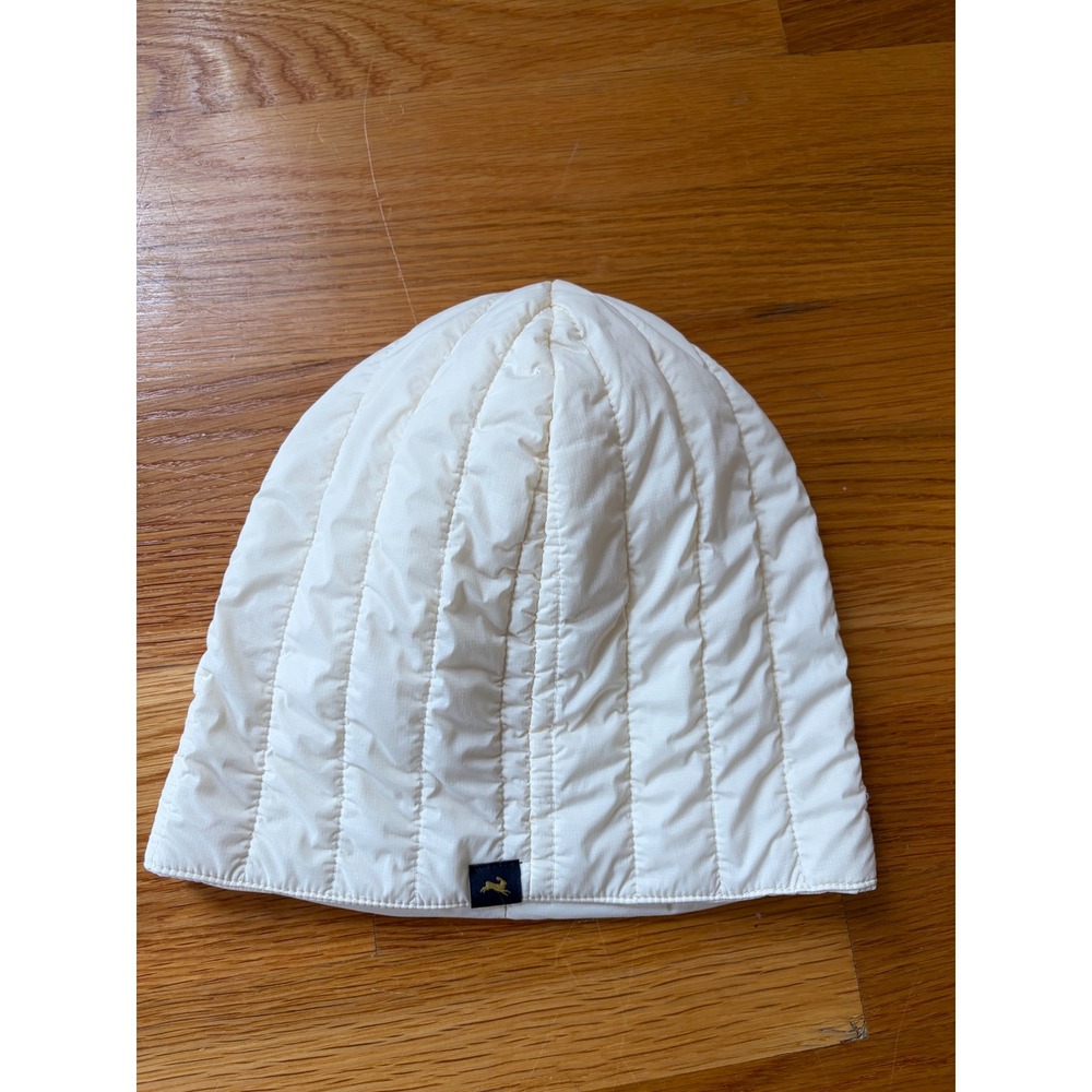 Tracksmith Quilted Insulation Running Beanie Off White Gold Rabbit Logo S/M